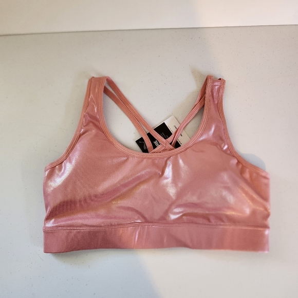 Puma Strappy Pink Wireless Medium Impact Sports Bra Size Large New NWT Active - Picture 3 of 8